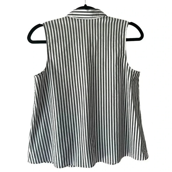 J Jill | NWOT | SLEEVELESS BUTTON FRONT GREY STRIPE TOP | SIZE: PETITE SMALL - Picture 5 of 8